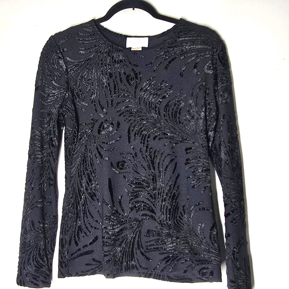 Vintage 90s Gothic Burnout Velvet Floral Top Hanky Panky Womens Size M